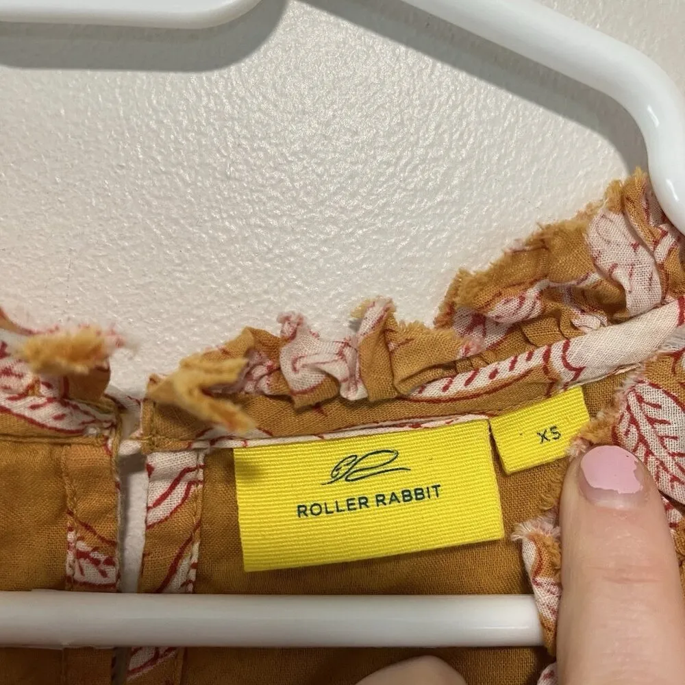 Roller Rabbit Tomlin Naoki Orange Tiered Floral Ruffle Sleeveless Midi Dress - Image 6