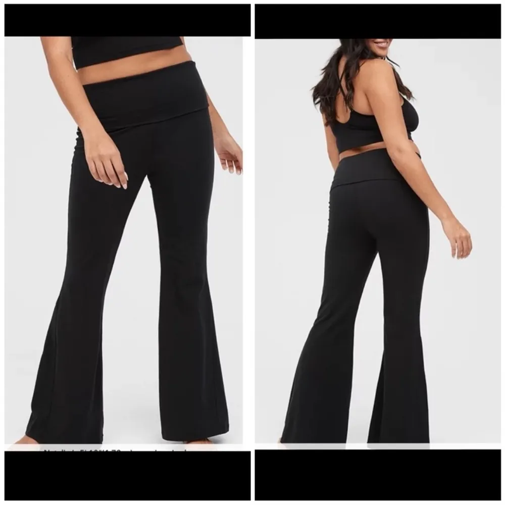 Aerie Offline OG Super Flare Foldover Hi-Rise Leggings Black Size Large L - Image 12