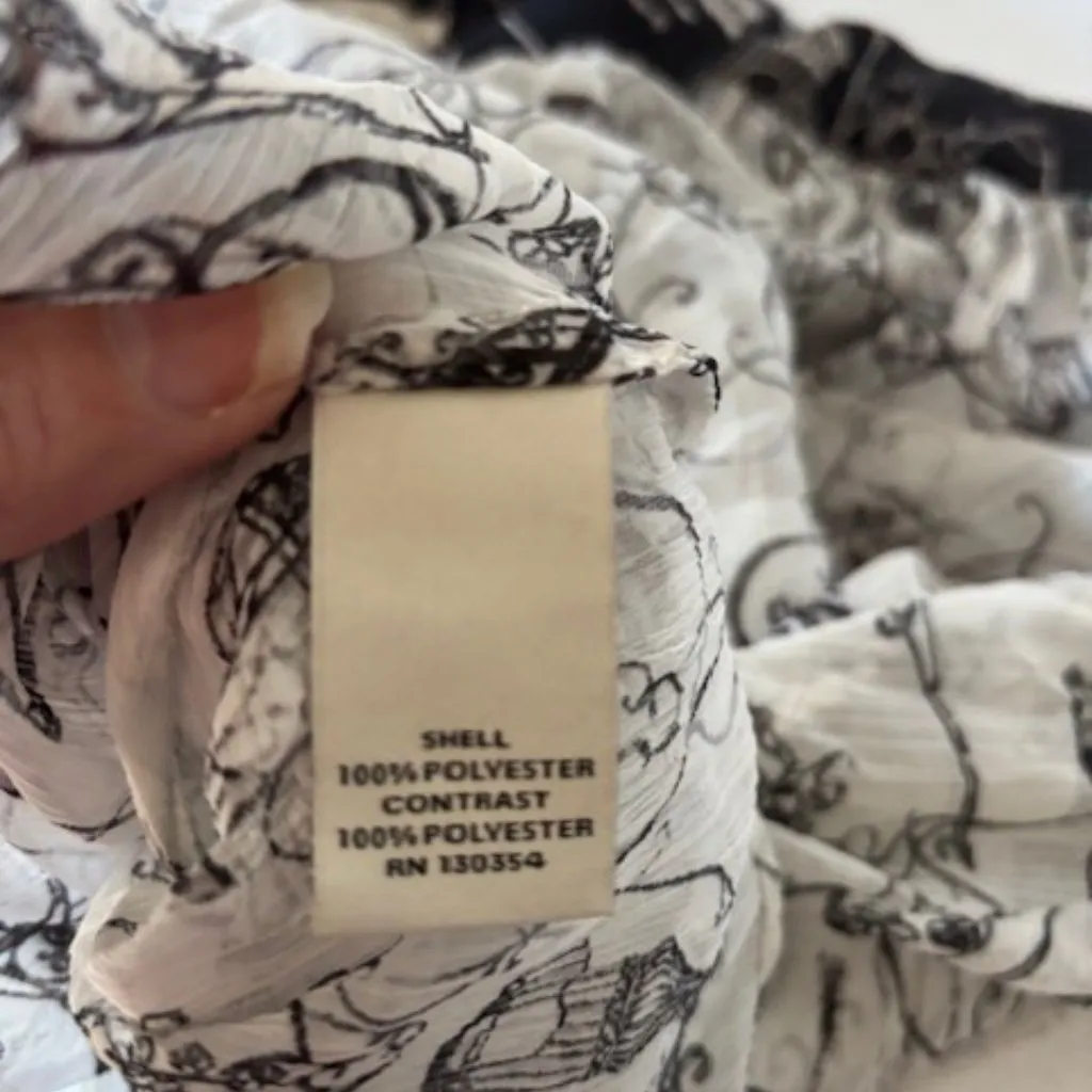 Nicole Richie Impulse L Sheer Black White Whimsical Bishop Blouse Boho Chic NWT Size L - Image 10