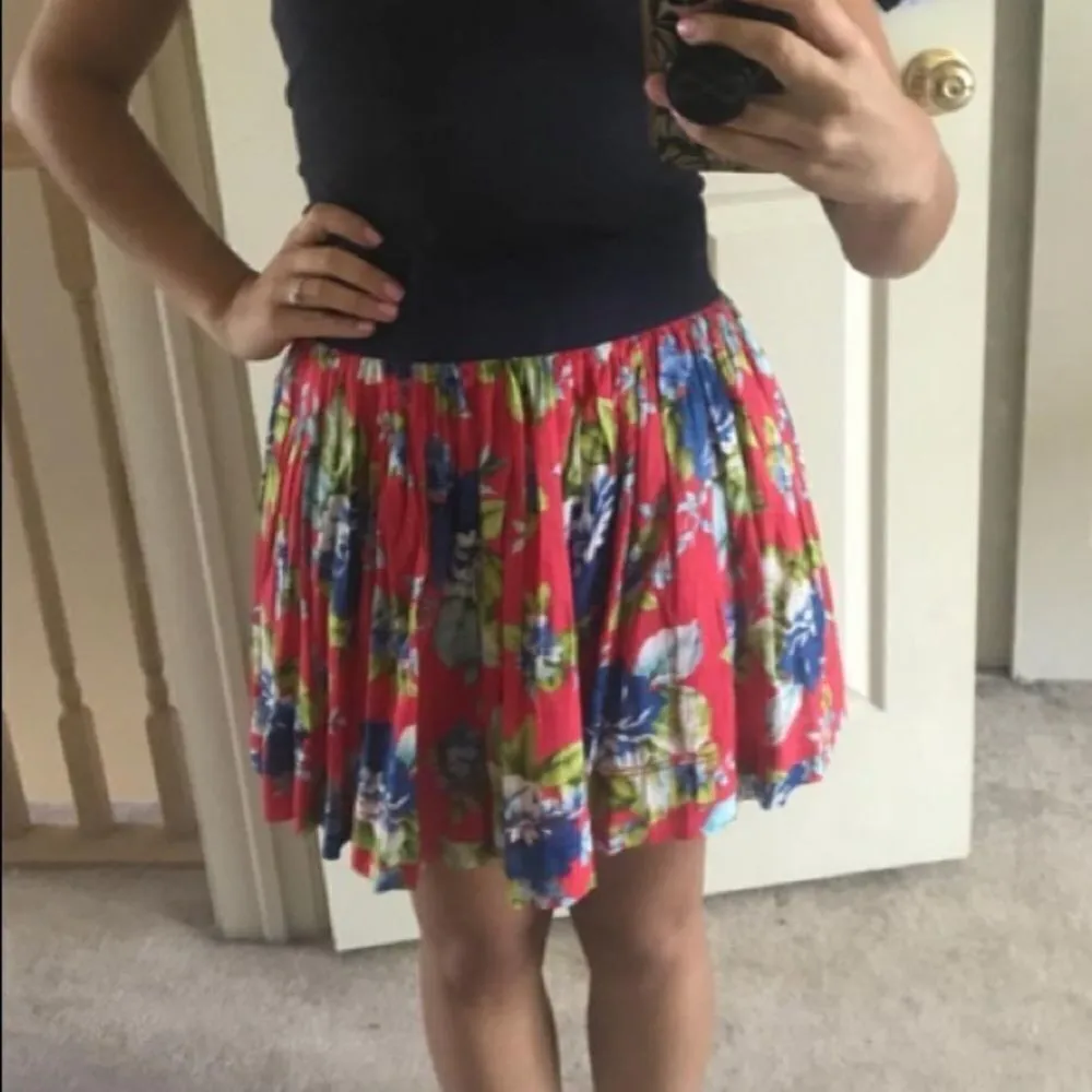 Abercrombie & Fitch‎ Mini Floral Circle Skirt Navy Pink small skater ruffles - Image 6