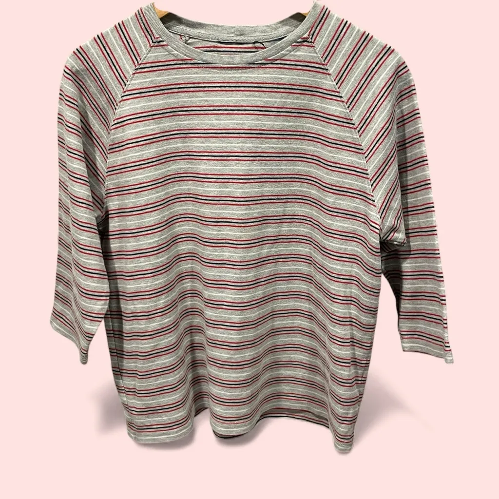 Cute Classic gym gray varsity stripe medium weight top vintage? 90s - Image 2