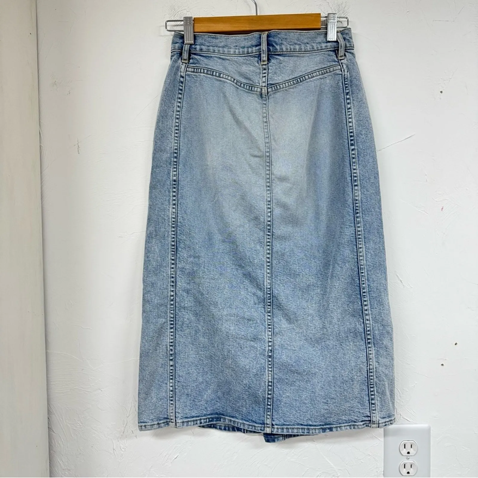 3X1 Light Wash Denim Button Front Midi Jean Skirt Womens 26 Coastal Cowgirl - Image 6