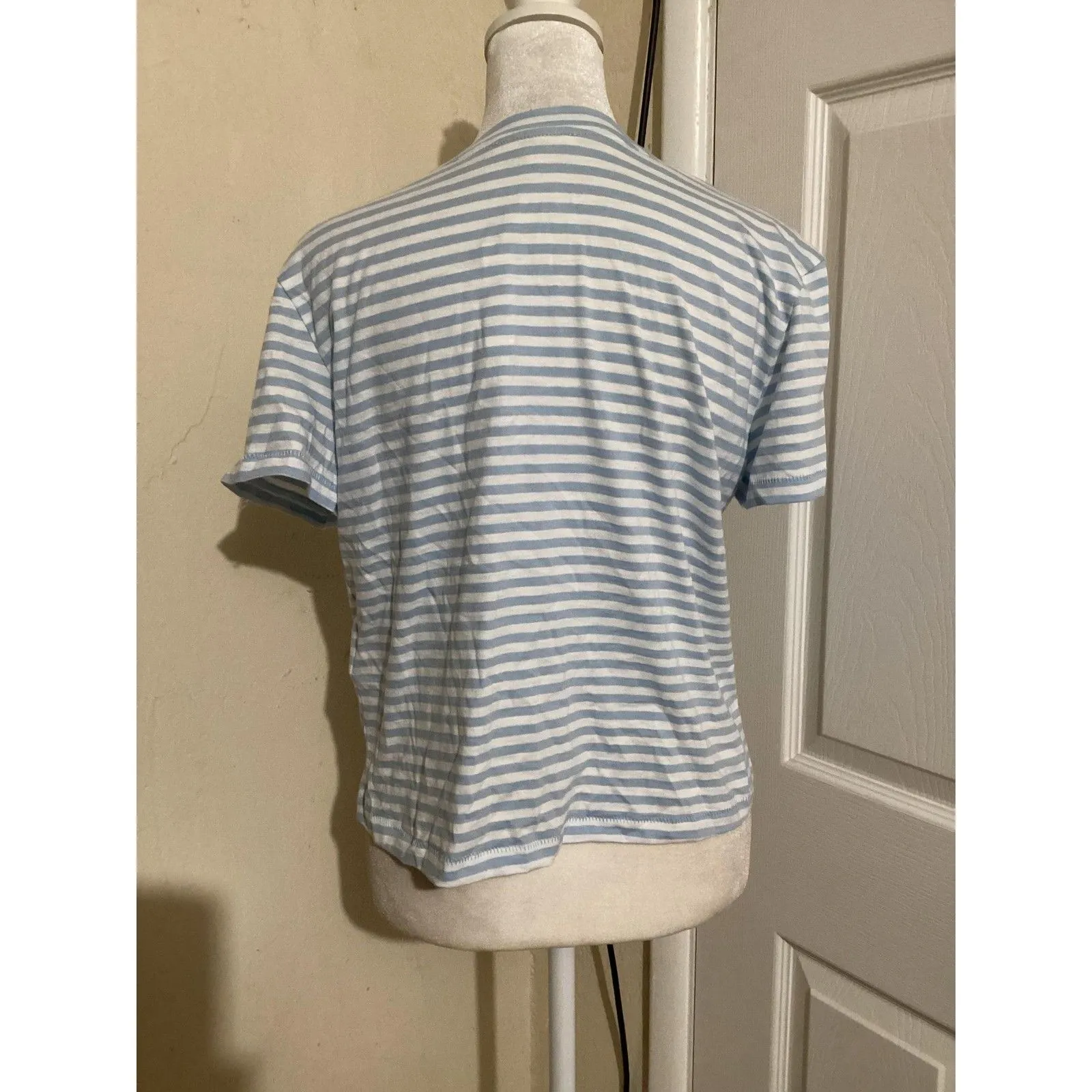 Madewell Shirt Womens XS Blue White Striped Short Sleeve Crewneck Cotton Tee - Image 3