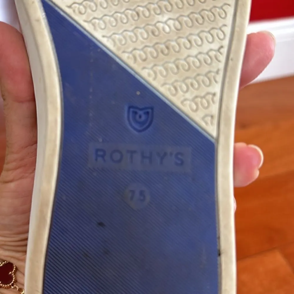 Rothys The Sneaker Slip on Shoes in Sand With Blue Trim Women’s Size 7.5 - Image 5