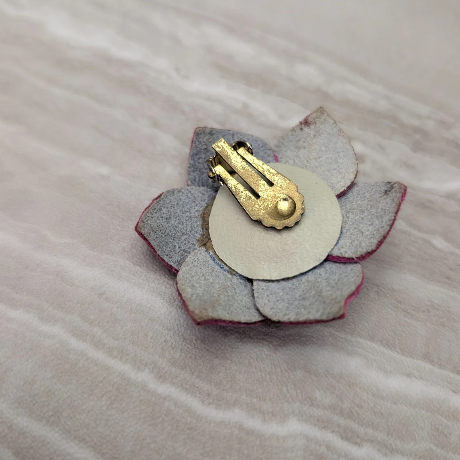 Vintage Clip On Earrings Extra Large Pink Flower Whimsical Statement Earrings - Image 7