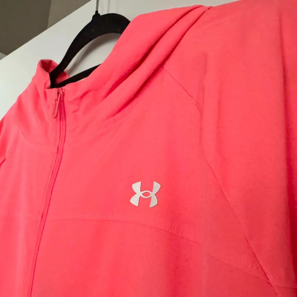 Under Armour Women’s Full Zip Hood Brilliance Jacket Neon Pink Sz 2X - Image 6