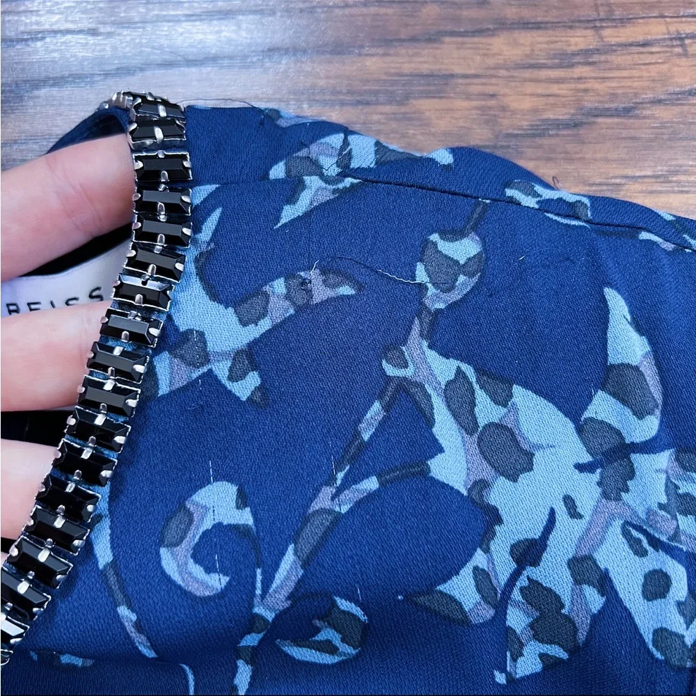 REISS • Melody Printed Dress With Embellished Detail blue floral beaded mini - Image 10