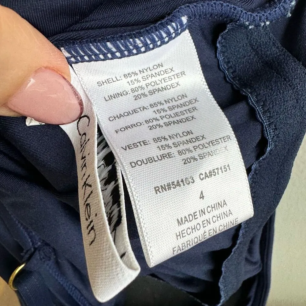 Calvin Klein Ruched Pleated Front Full Coverage Tummy Control One Piece Size 4 - Image 9