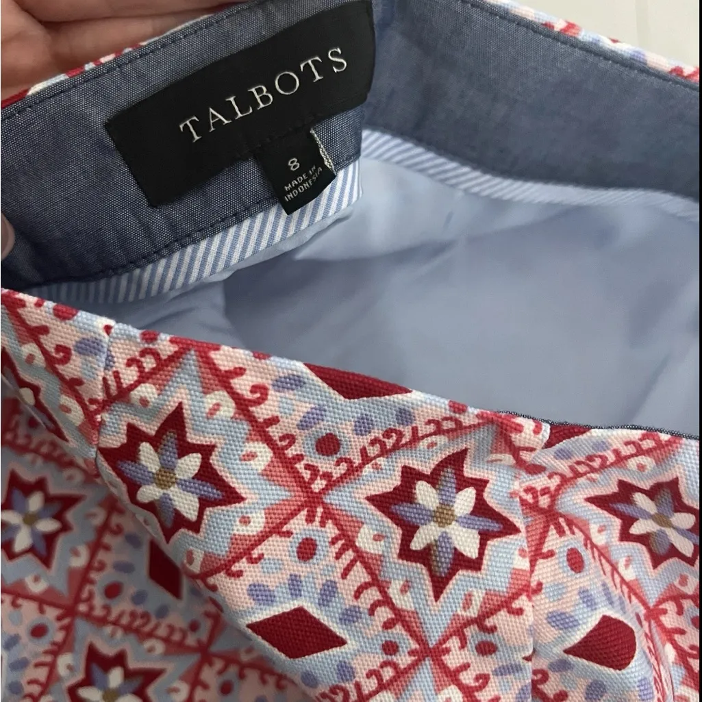 Talbots Pink Geometric Pencil Skirt spandex - Image 9