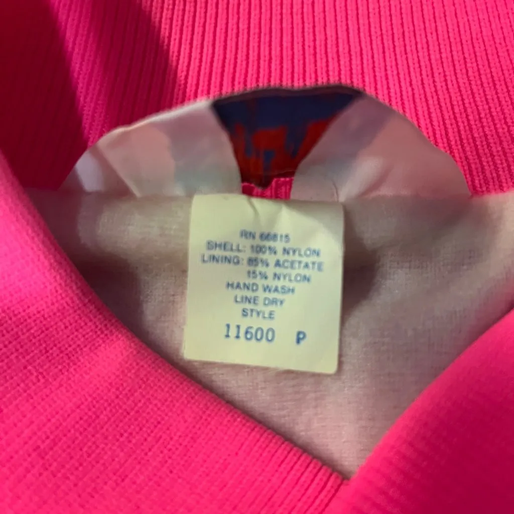 Vintage West Ark Pink Satin Bomber Jacket Women's XL Made in USA Used - Image 6