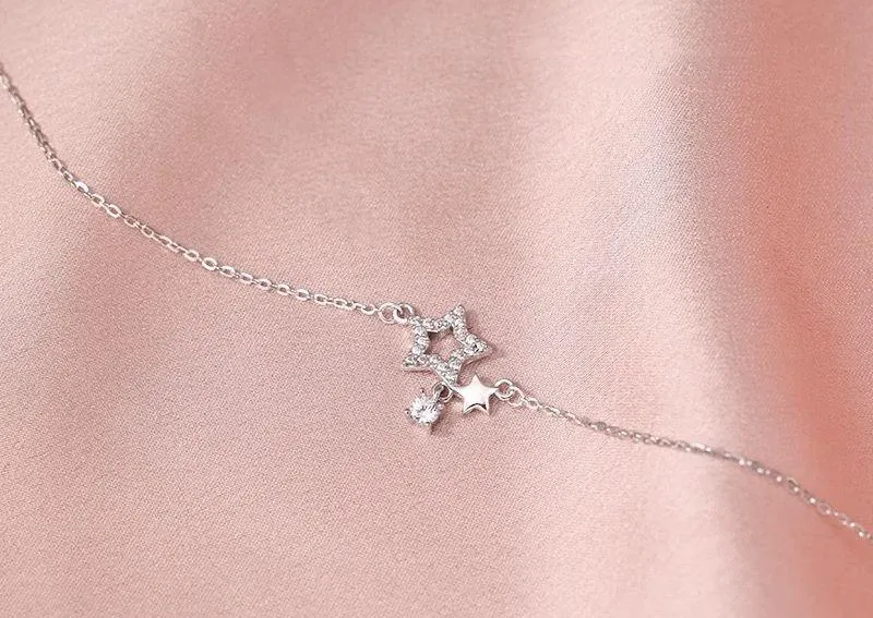 CZ Star Pendant Necklace for Women Silver - Image 2