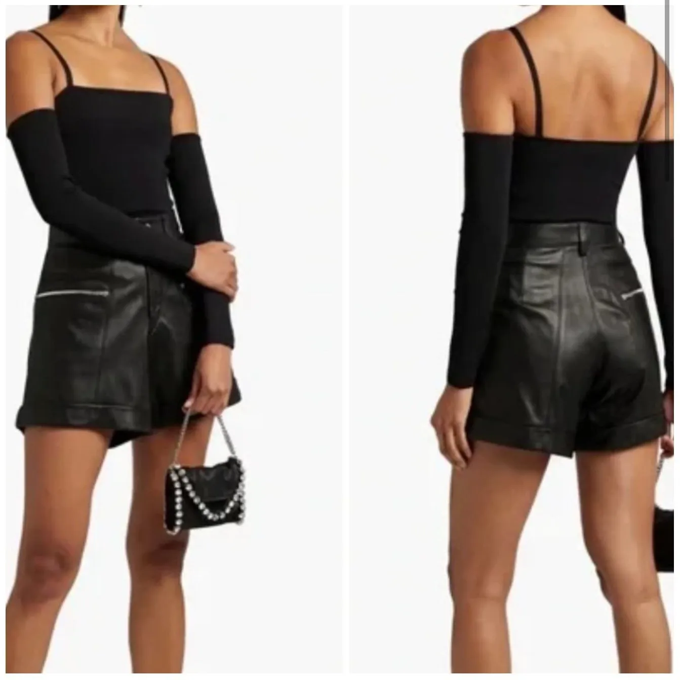 New! Alice + Olivia EVIA TANK WITH ARM‎ WARMERS Black Sz Medium $330 - Image 2