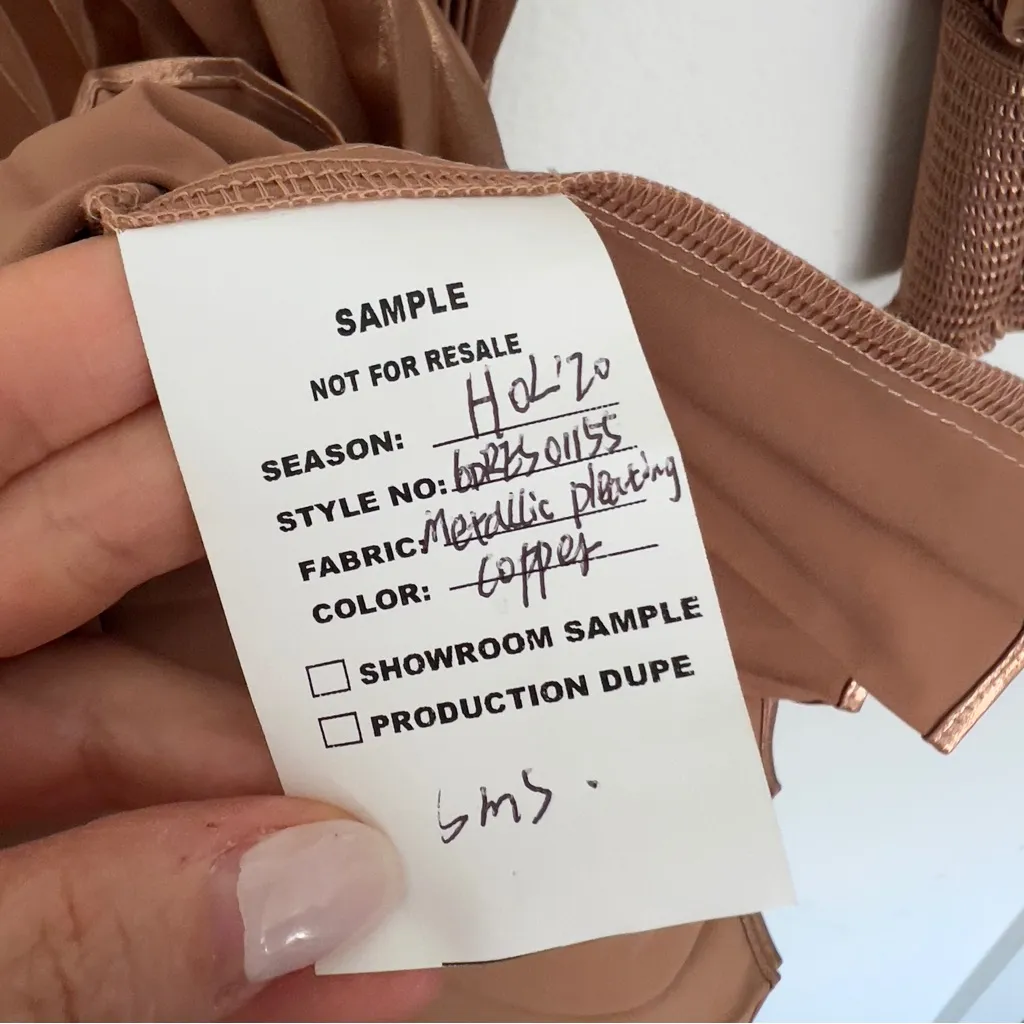 NWOT ALC A.L.C. Pleated Long Sleeve Mini Dress in Copper - Image 6