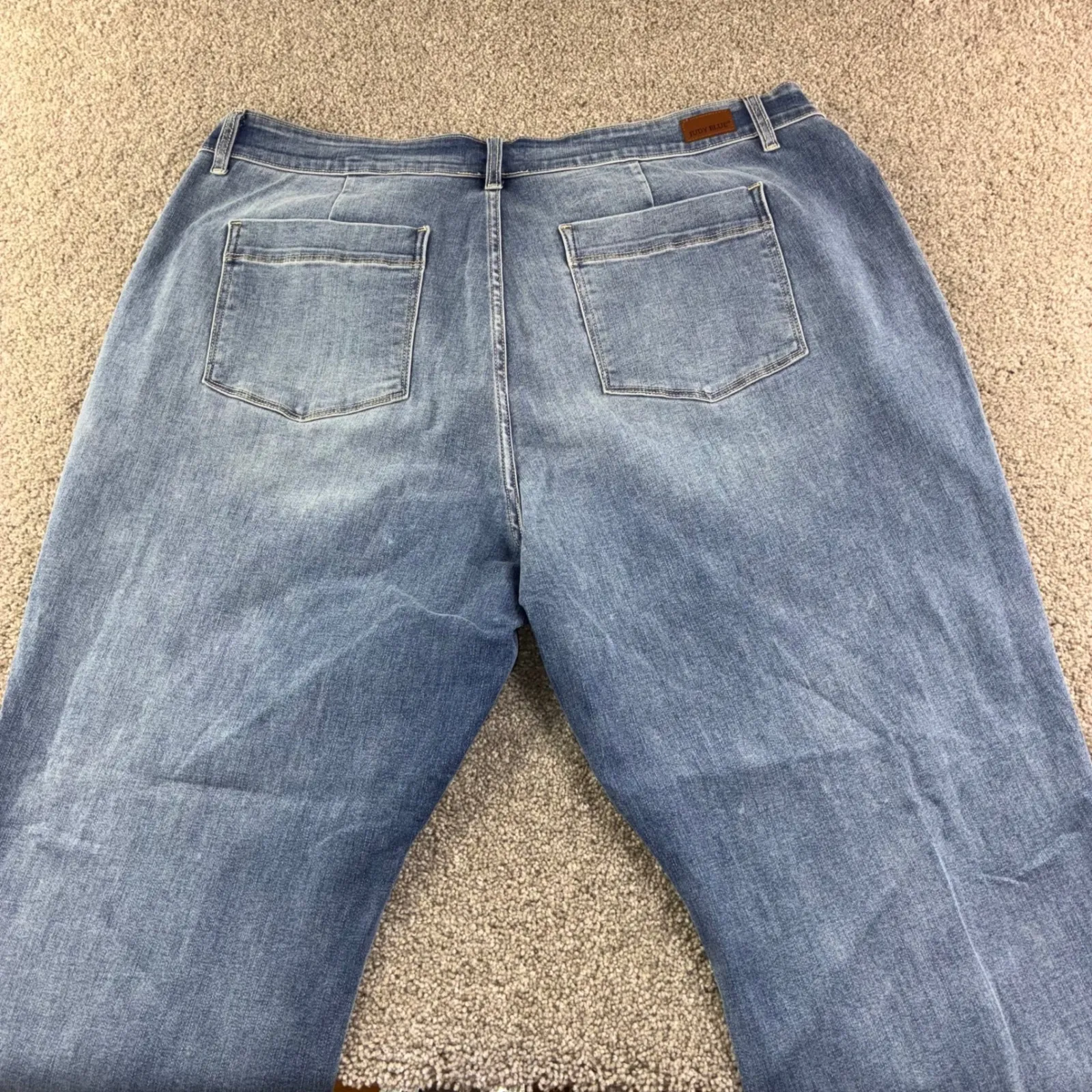 Judy Blue Wide Leg Denim Jeans Womens Plus Size 24W Blue Stretch Cuffed‎ Bottom - Image 8