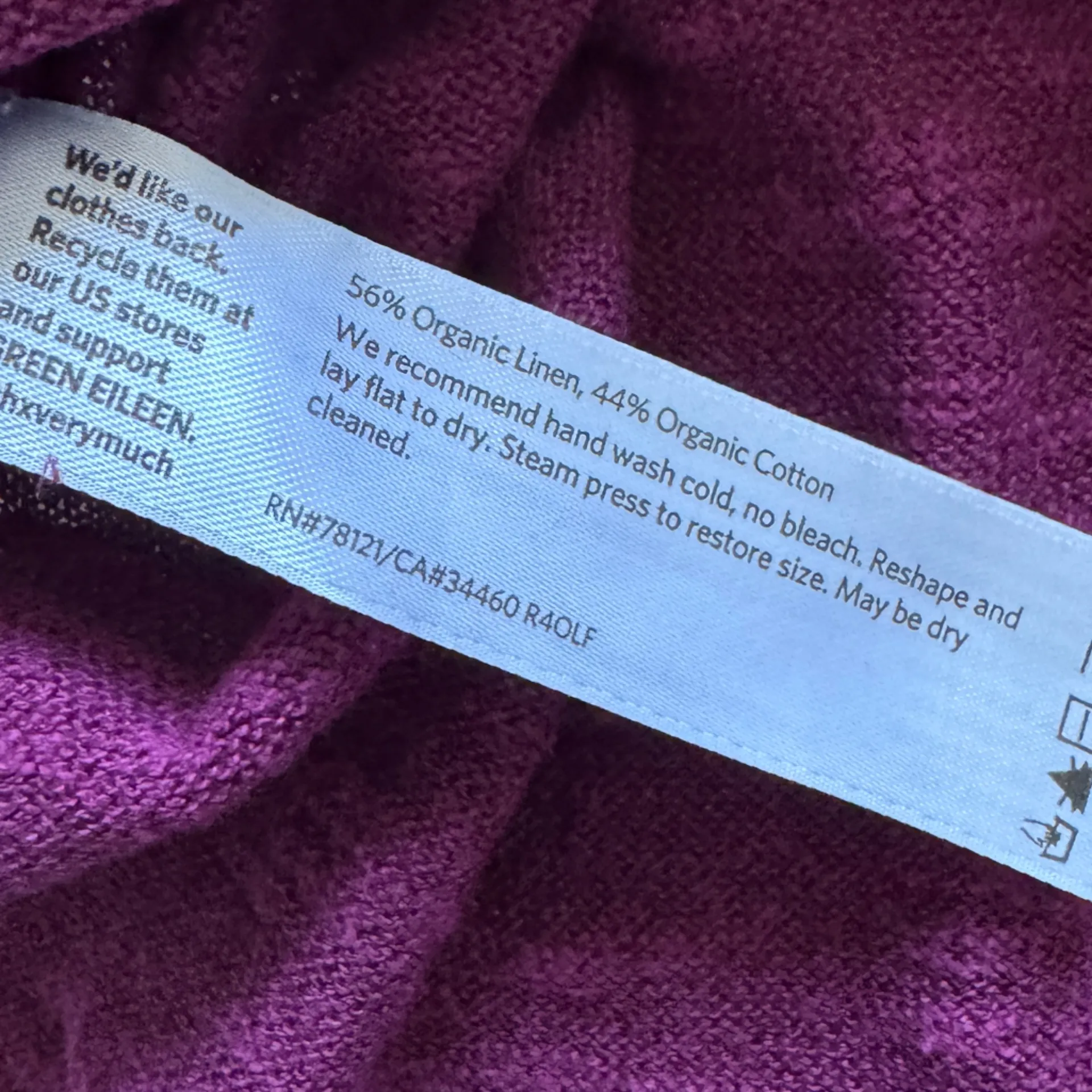 Eileen Fisher Purple Organic Linen & Cotton Jewel Neck Size Small NWOT - Image 6