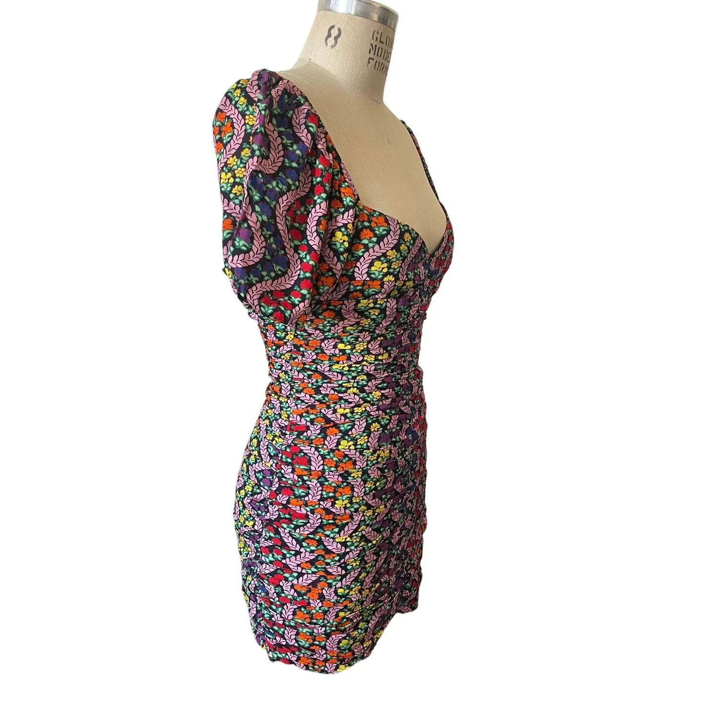 Rhode Esme Multicolor Puff Sleeve Floral Mini Dress Size 4 - Image 3