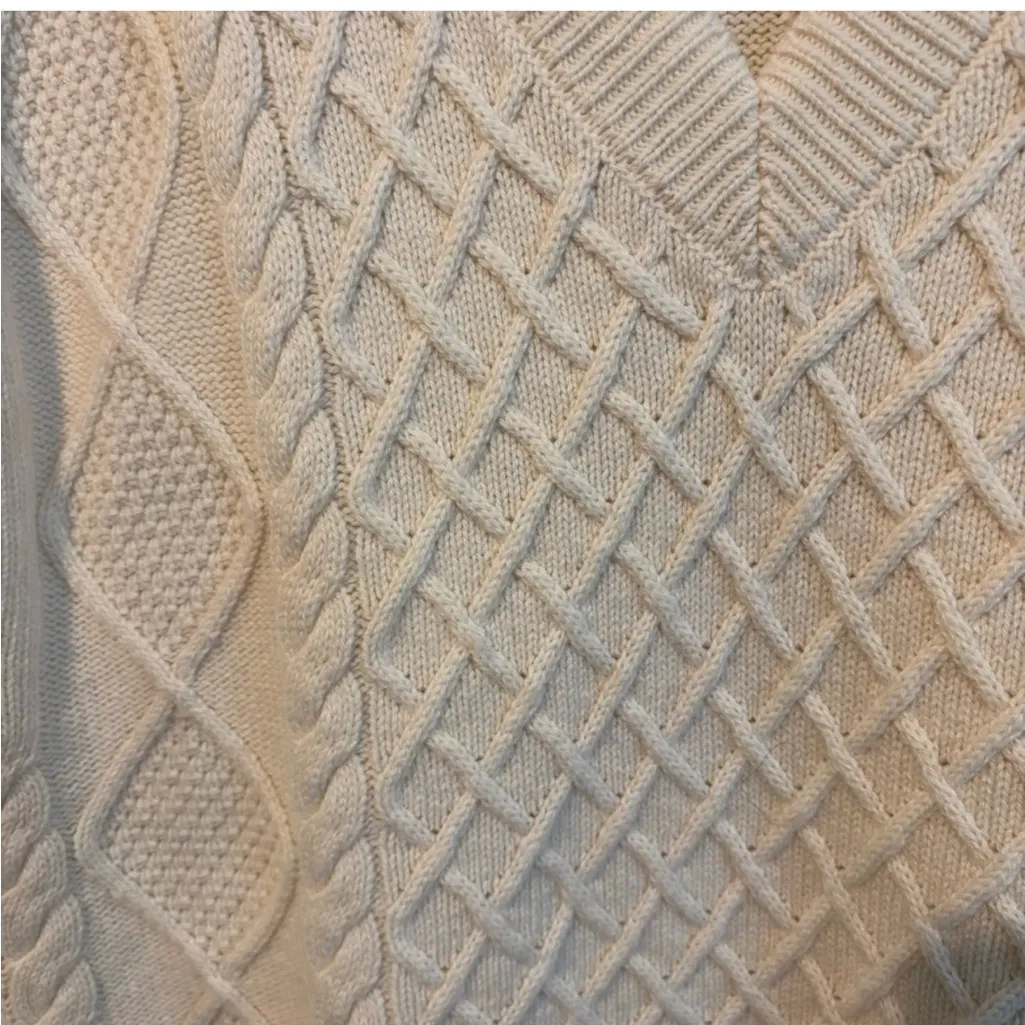 Madewell Women’s Ivory Cable Knit Pullover V-Neck Oversized Vest Size L - Image 9