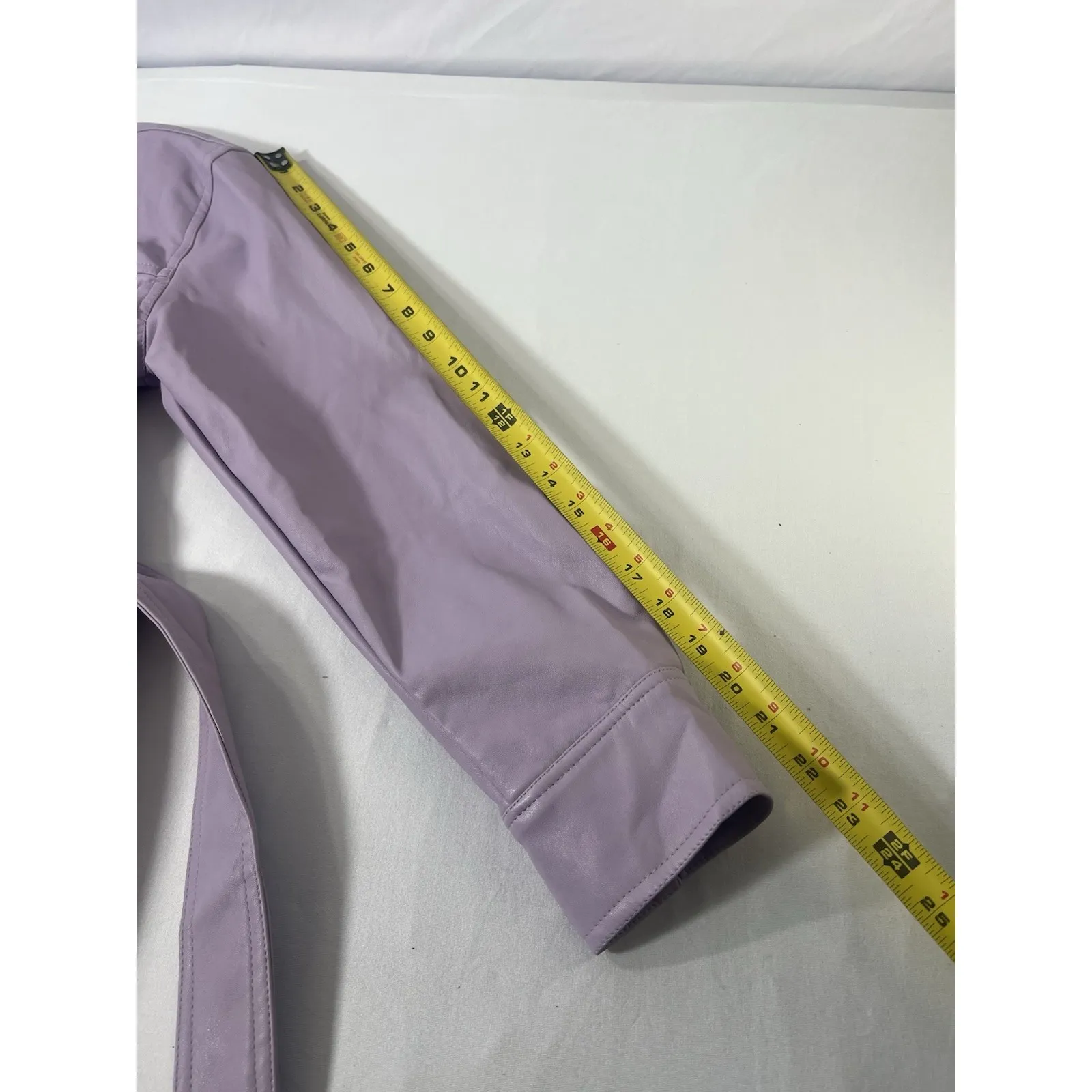 NVLT Lilac Purple‎ Faux Leather Shirt Jacket with Belt Size SMALL Women's Purple - Image 8