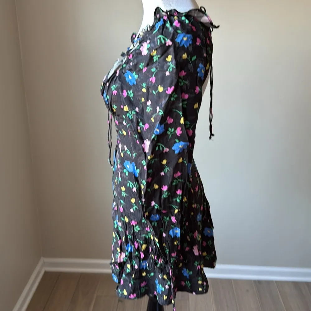 For Love And Lemons Lexy Black Floral Long Sleeve Mini Dress - Image 6