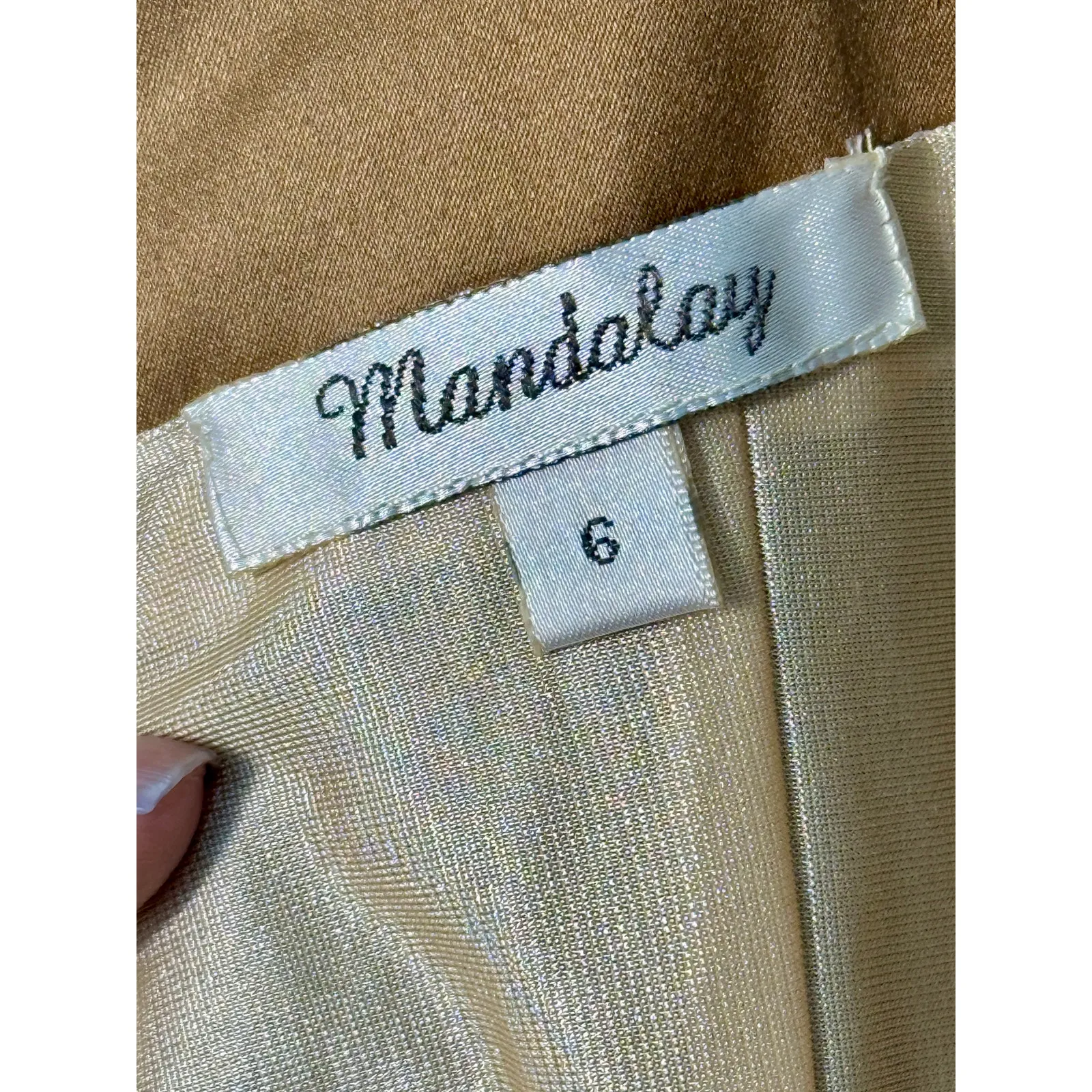 NWT Mandalay Brown Gold Lace Beaded Sequin Long Evening Gown Dress Womens Size 6 - Image 10