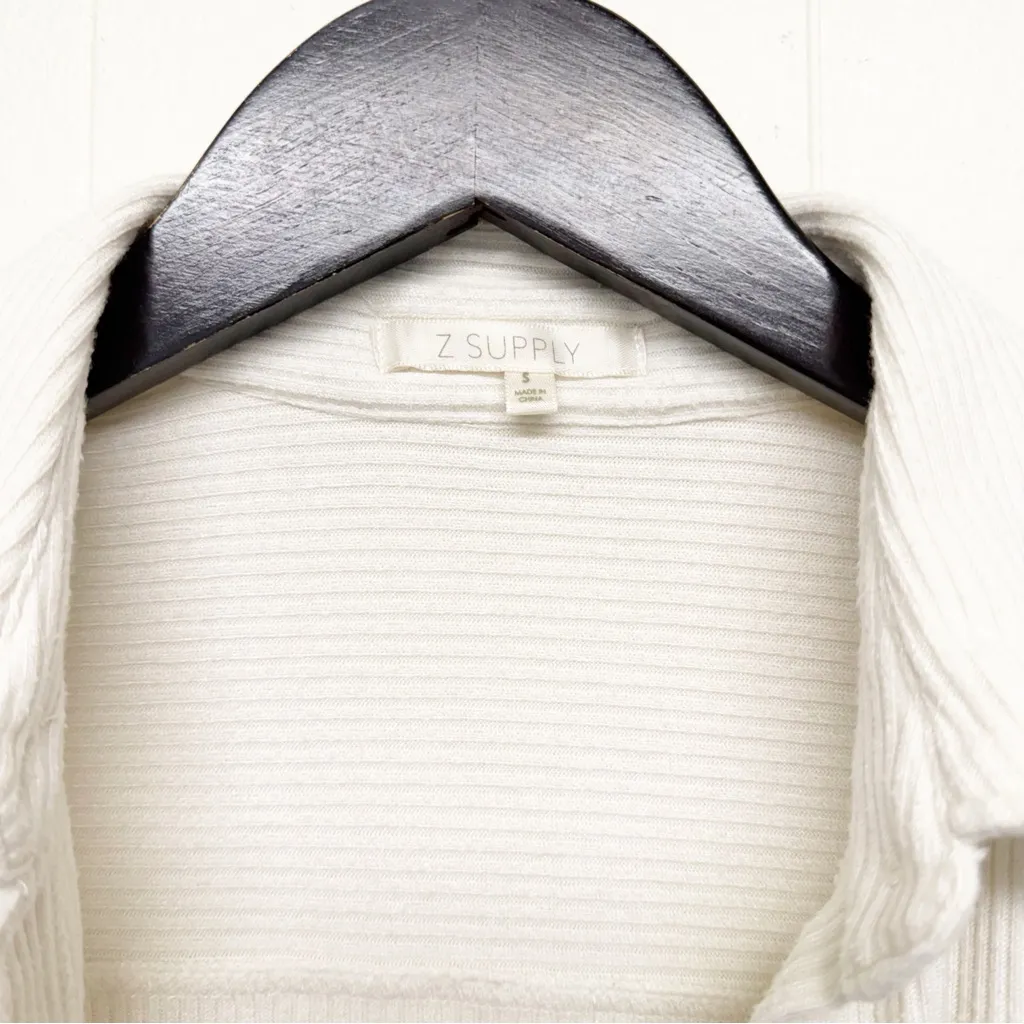 Z SUPPLY Ivory Ribbed Button Down Shirt and Tank Set - Image 2