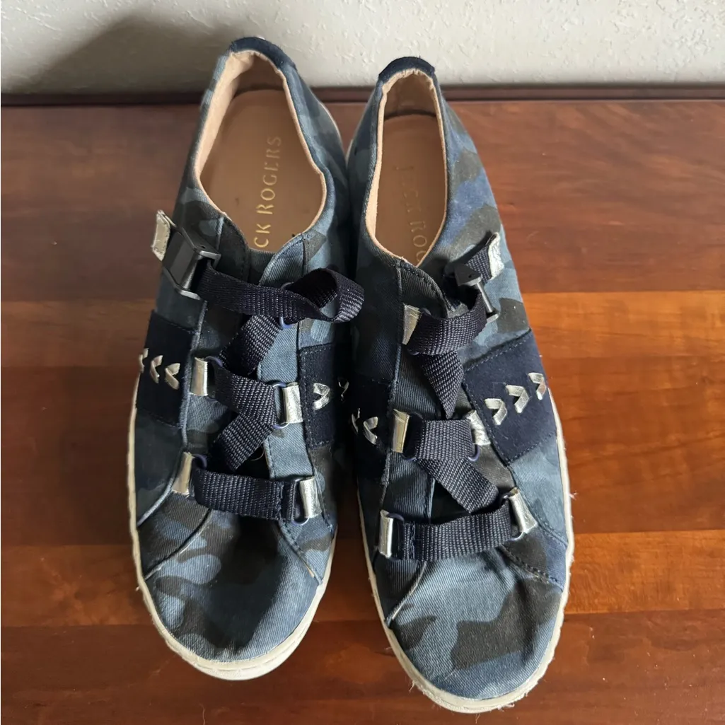 Jack Rogers Warner Canvas Navy Camo Slip On Adjustable Sneaker Womens 9 - Image 2