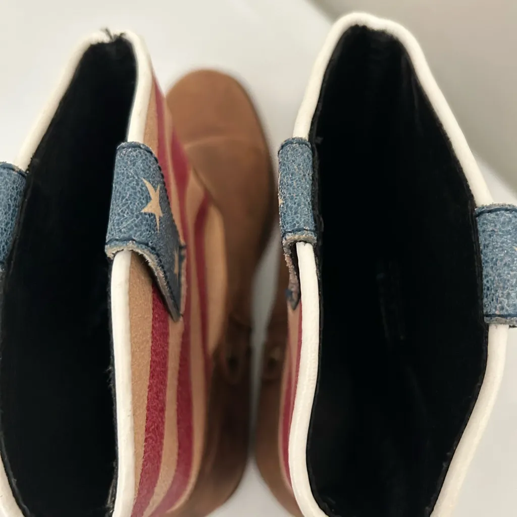 Sterling River American Flag Boots Brown Red Blue Size 8 - Image 8