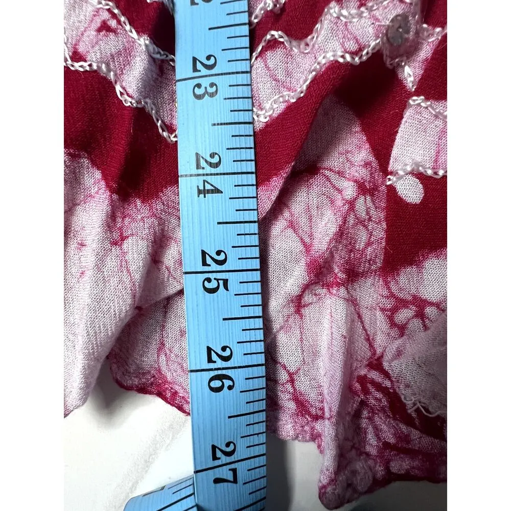 California Woman Free Size Red Pink Paisley Flowy Boho Beach Swimsuit Coverup Size M - Image 10