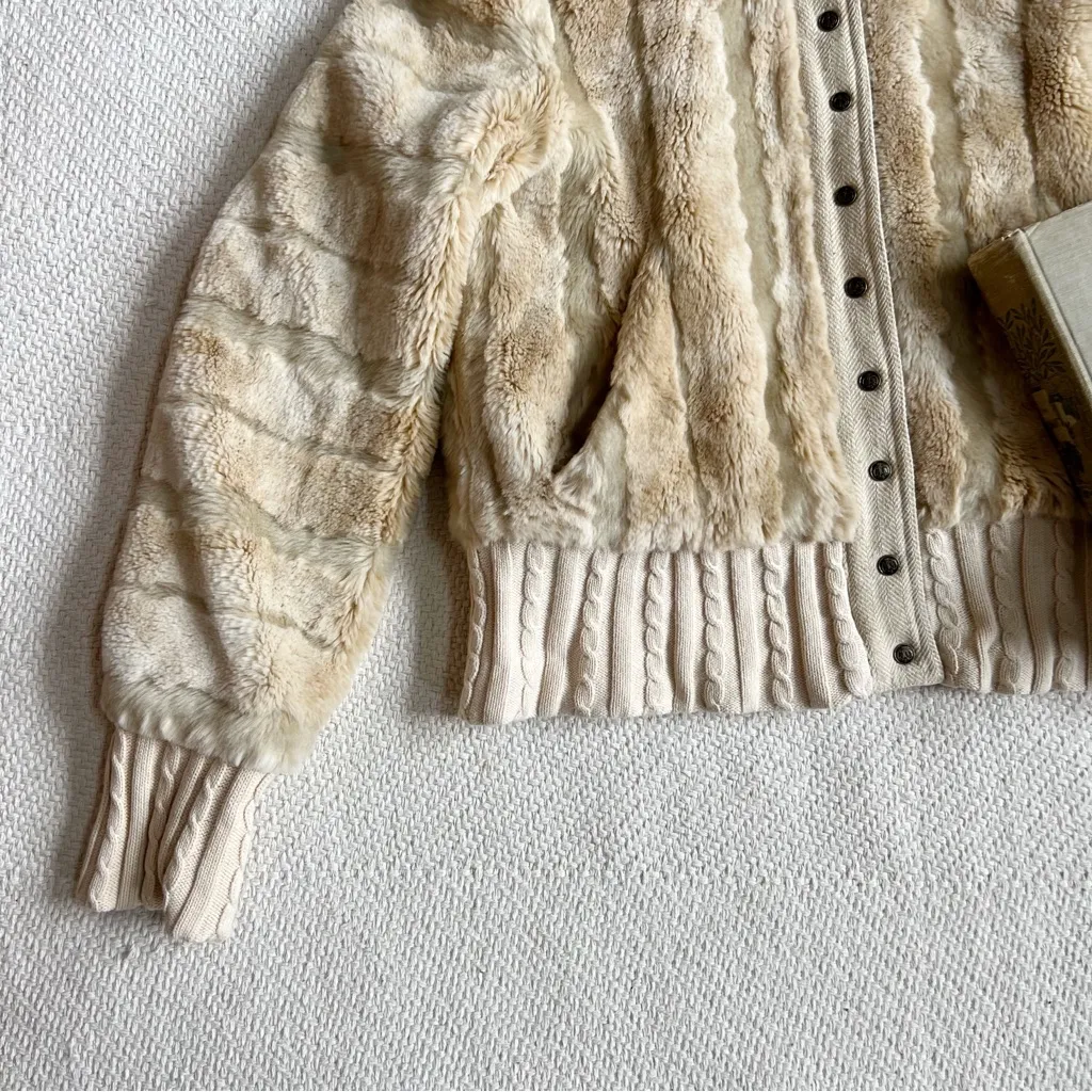 Y2K Juicy Couture Silk Lined Faux Fur Tan Hooded Jacket - Image 2