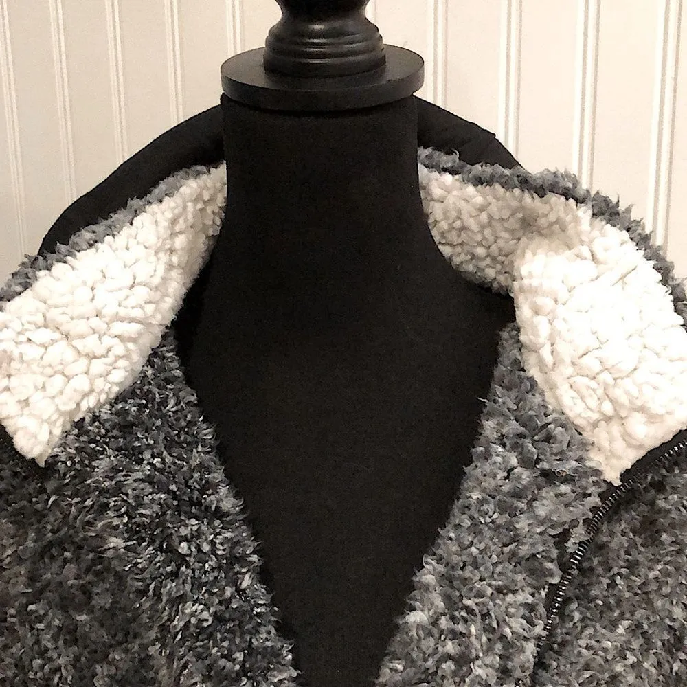 SANTA FE APPAREL Womens Black Full Zip 3/4 Length Hooded Sherpa Teddy Jacket XXL - Image 3