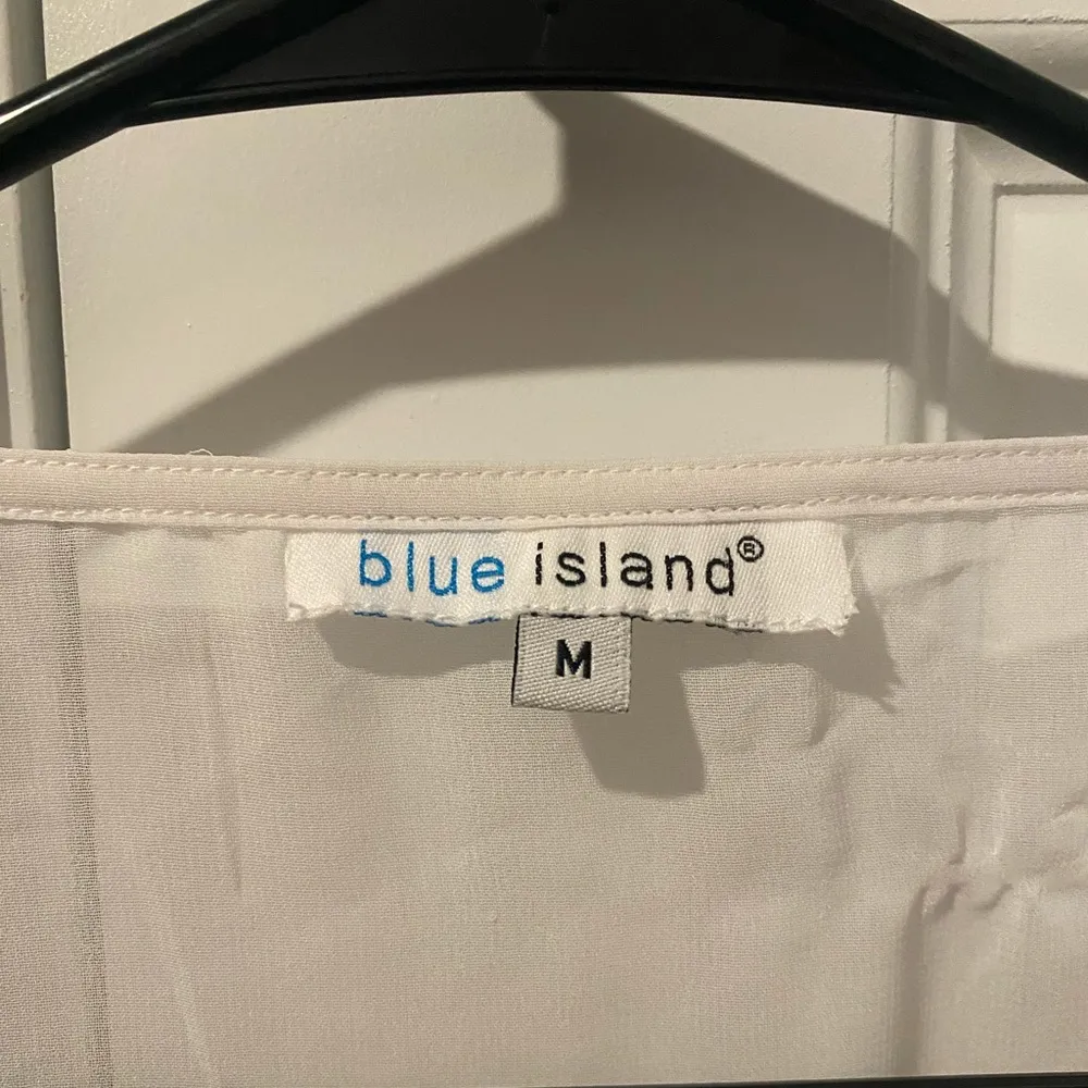 Blue Island Sheer White Beaded Beach Coverup - Image 3