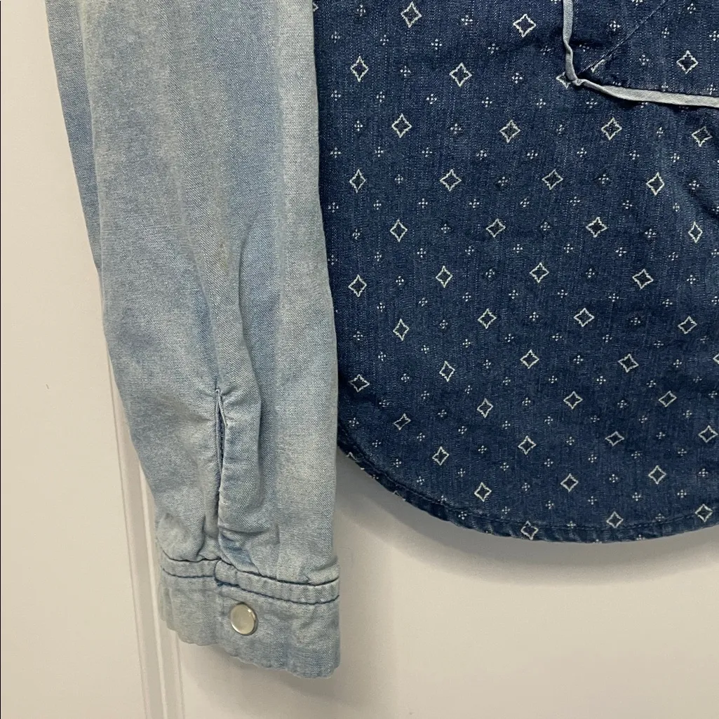 Anthropologie Holding Horses Pearl Snap Shirt Western Denim 8 - Image 6