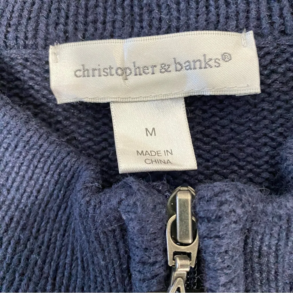 VINTAGE CHRISTOPHER & BANKS Embroidered Snowmen & Snowflakes Cardigan - Image 6