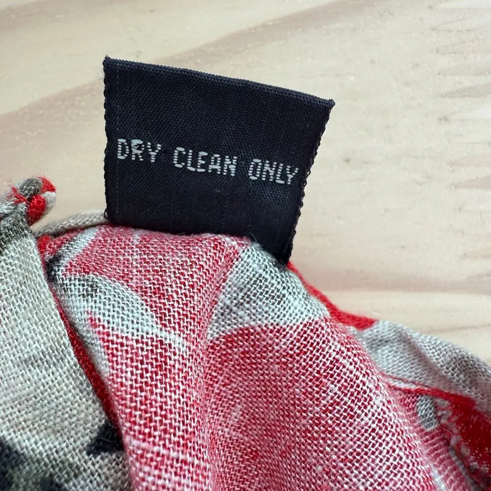 Vintage 80s Attaché Herman Geist Linen Red Floral Blouse Button Back Crewneck, 8 - Image 10