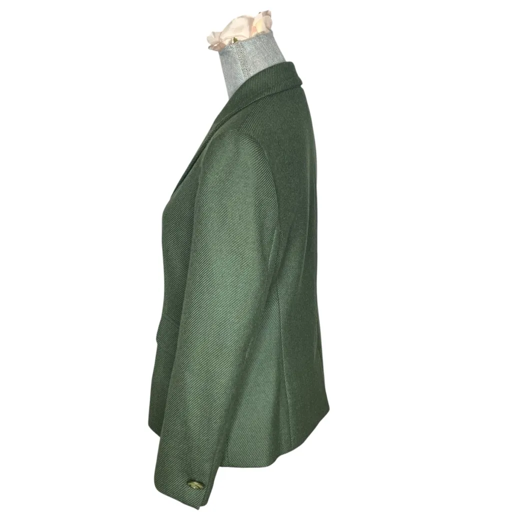 VTG Talbots Wool Blazer Womens Sz 10 Green Career Structured Jacket Classic - Image 4