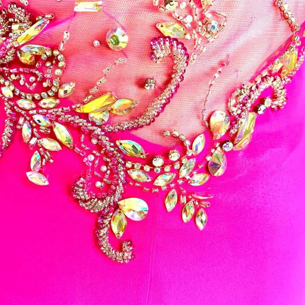 Envious Couture Prom One Shoulder Jeweled Fuchsia Pink Gown Size 8 Dress Pageant - Image 7