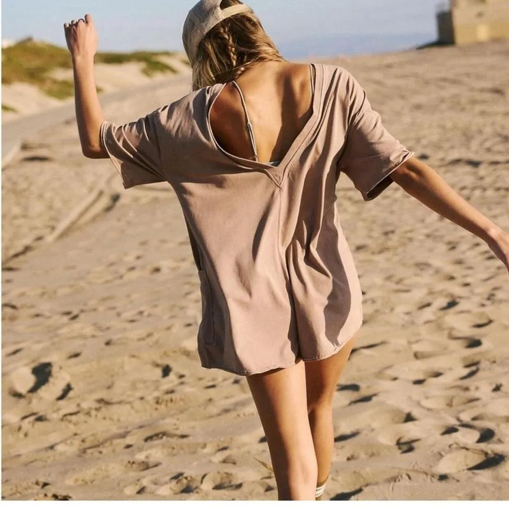 NWT FP Movement by Free People Hot Shot Tee Romper Mocha Latte Women's Size XS Brown - Image 2