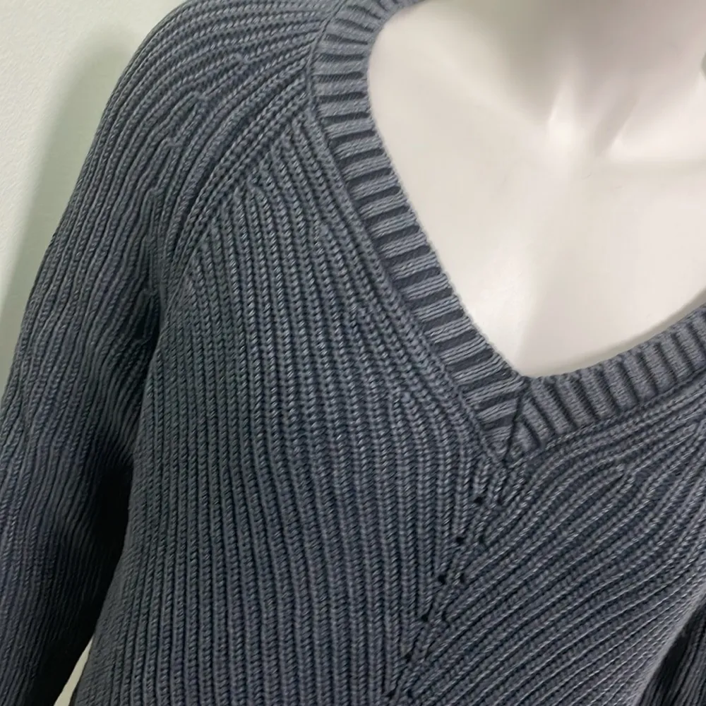 Marine Layer Ezra V-Neck Long Sleeve Pullover Sweater Anthracite Size XS - Image 5