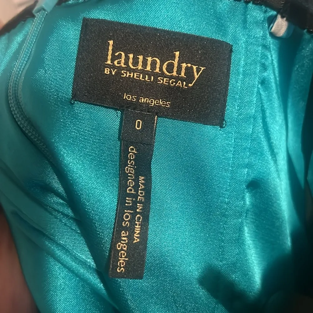 LAUNDRY by Shelli Segal Silk Maxi Gown Bermuda Blue Abstract Print Sz 0 NWOT - Image 12