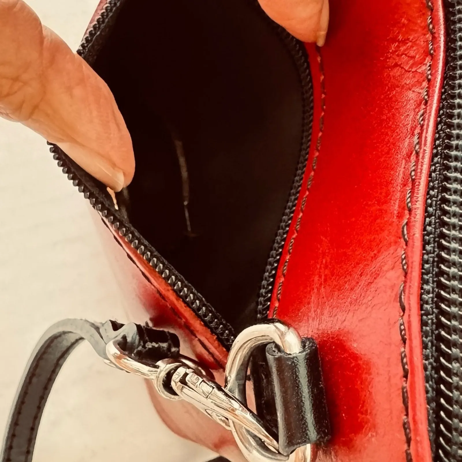 Vera Pelle Mini Crossbody Red Italian Leather Made In Italy - Image 11