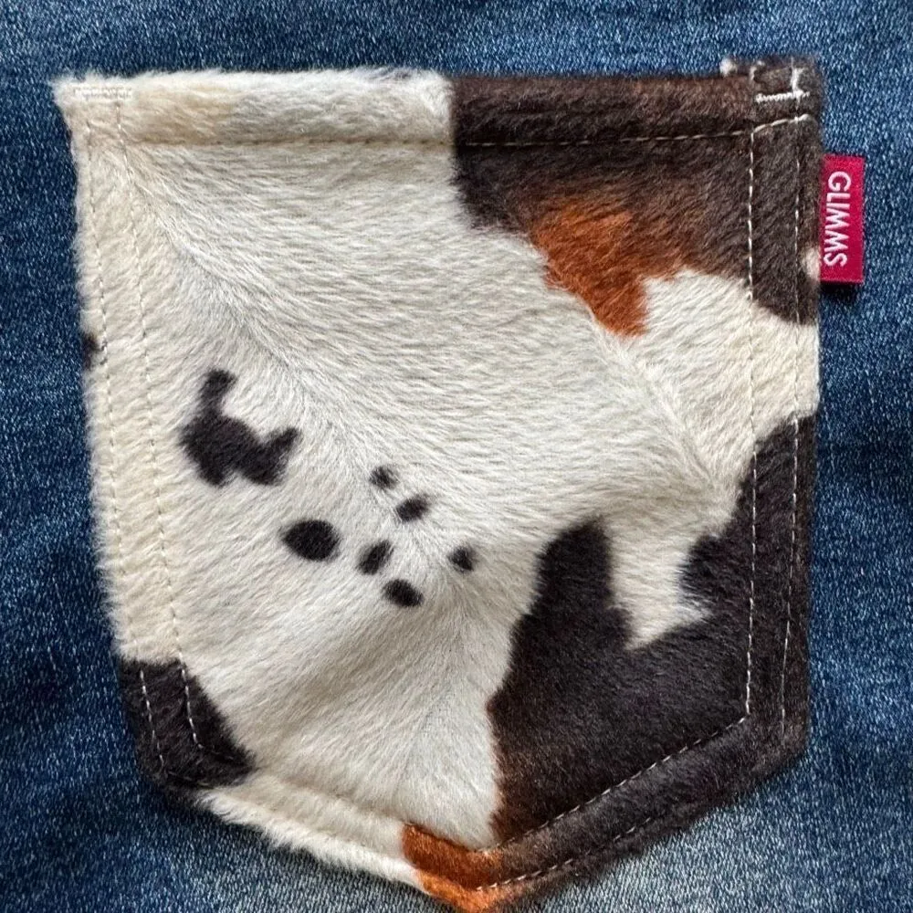 Glimms New York Jeans Natural Leather Shorts Genuine Cowhide Shorts SZ 30 #2505 Blue - Image 10