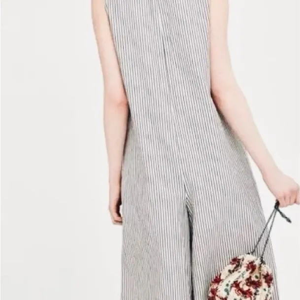 Zara trf Woman’s Striped Sleeveless Jumpsuit with pockets size large - Image 12