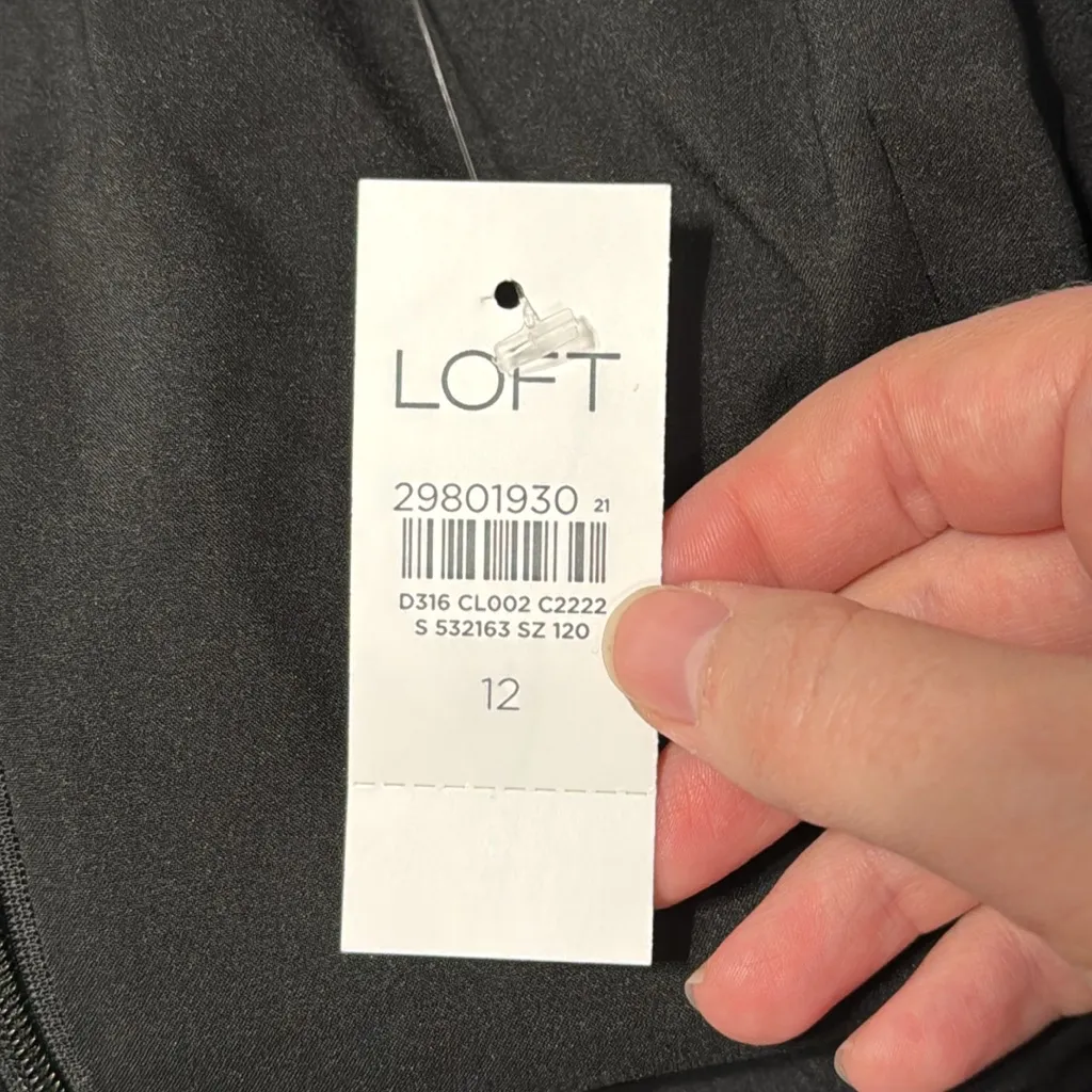 LOFT Black Ruffle Square Neckline Sleeveless Shift Little Black Dress size 12 - Image 11