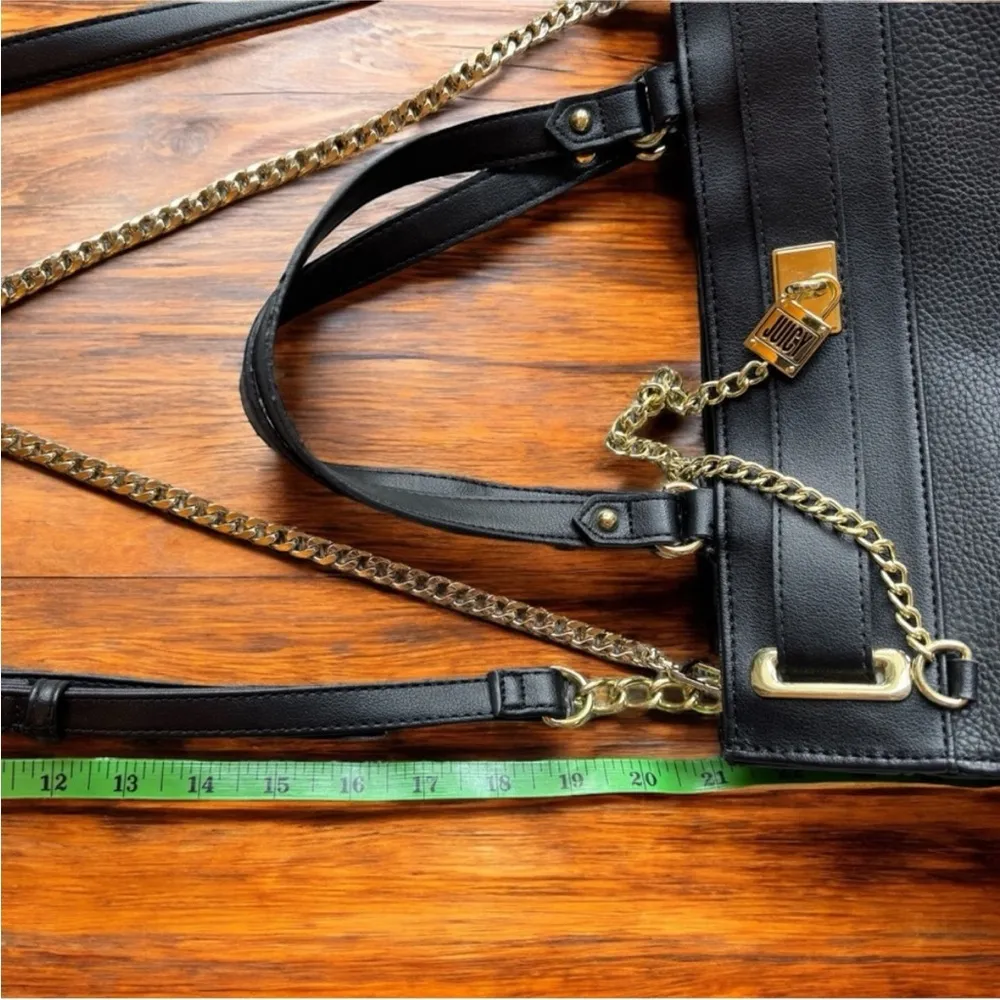 JUICY COUTURE Edgy Black Handbag Shoulder Bag Crossbody with Gold Chain Details - Image 7