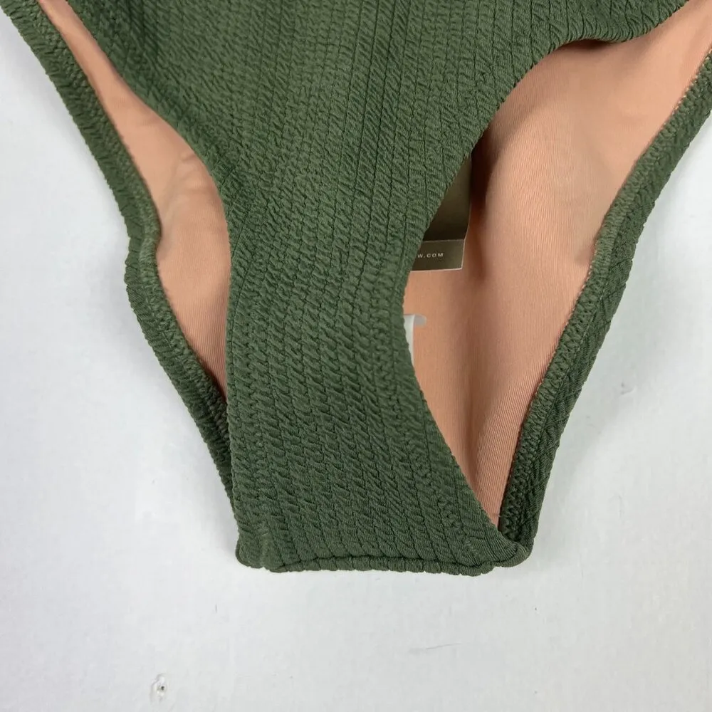 NWT J. Crew Textured Curved Waist Cheeky Bikini Bottom Green Size Medium M NEW - Image 4