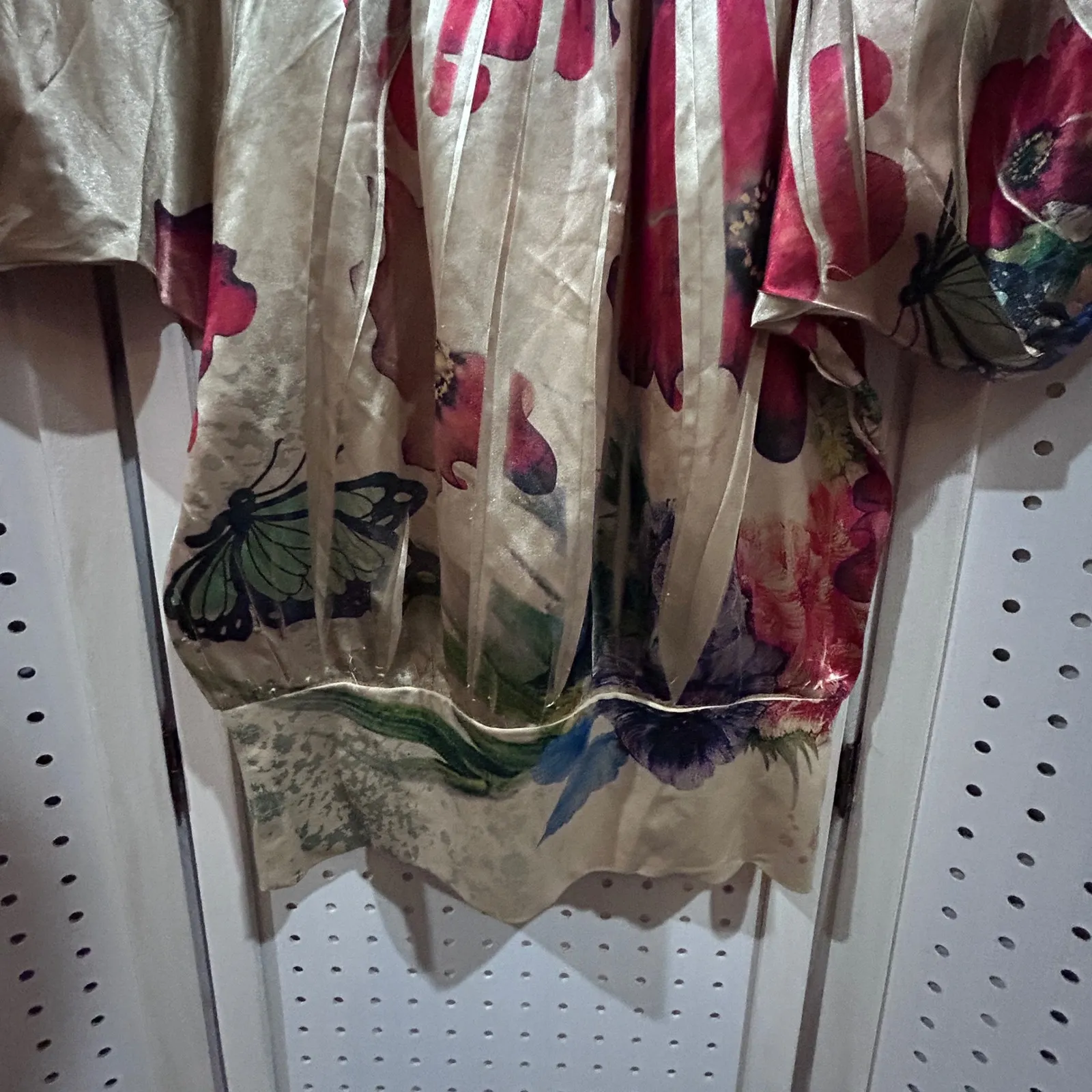 Elegant Butterfly Floral Off Shoulder Blouse Top Sheer Kimono Sleeve Small - Image 7