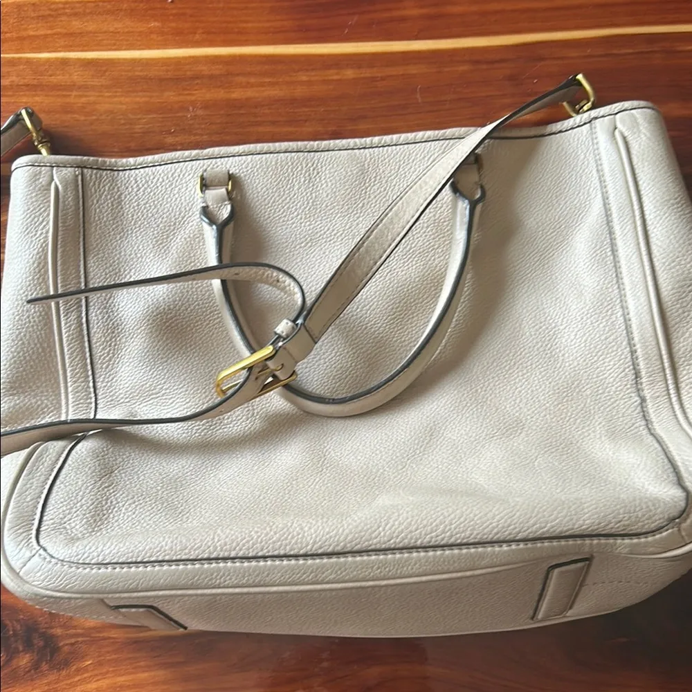 Tory Burch Cream Tote with Double-T Logo - Image 2