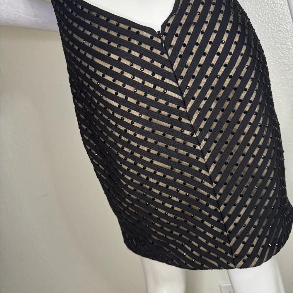 La Femme Short Cocktail Black Beaded Dress Size 8.  #78 - Image 13