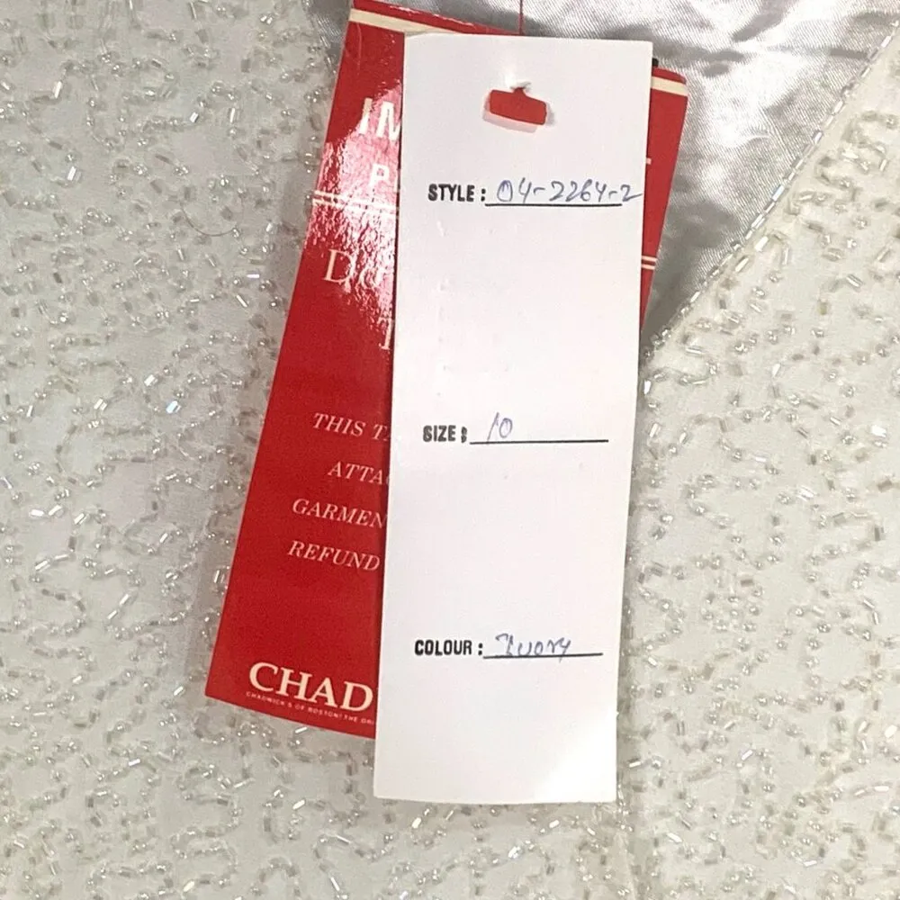 New Ivory Beaded Formal Elegant Wrap 3/4 Sleeve Top Size 10 Party Black Tie - Image 8