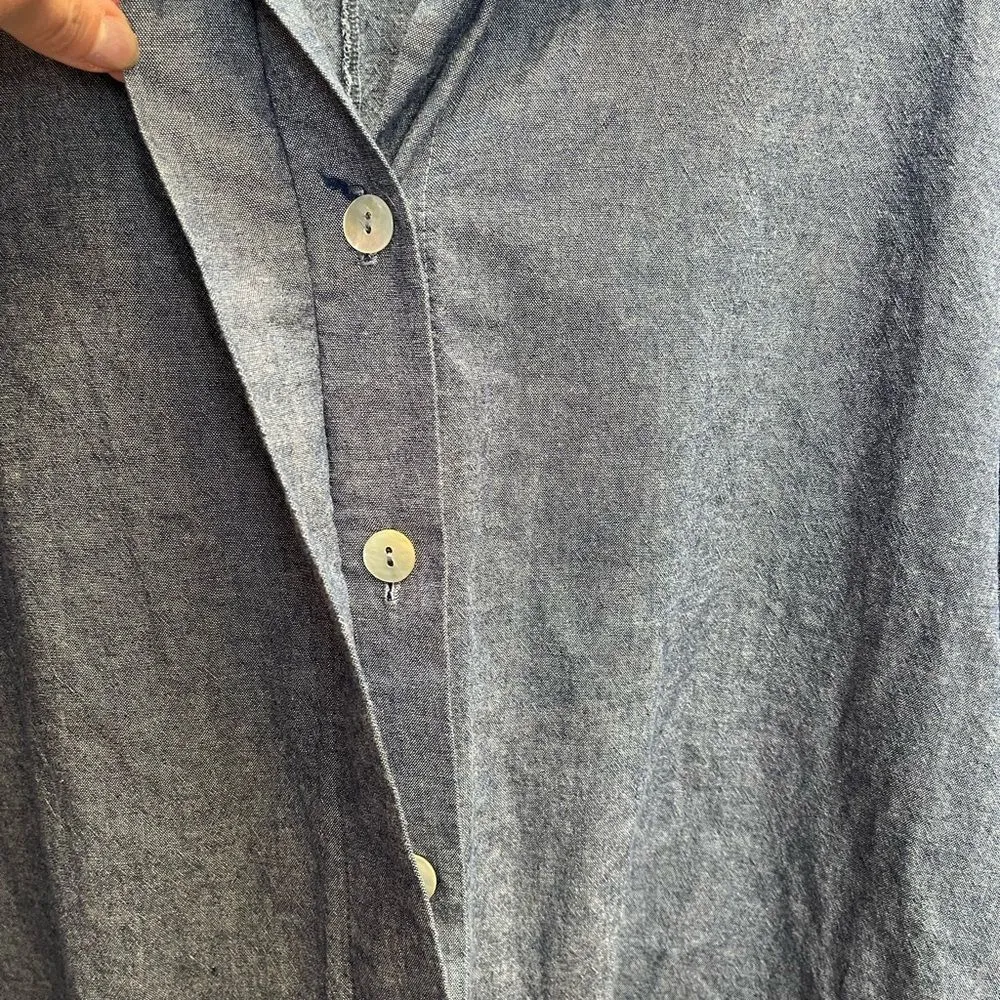 Bryn Walker Oia Blue Chambray Corrado Button Up Denim Shirt XL Lagenlook cotton - Image 4